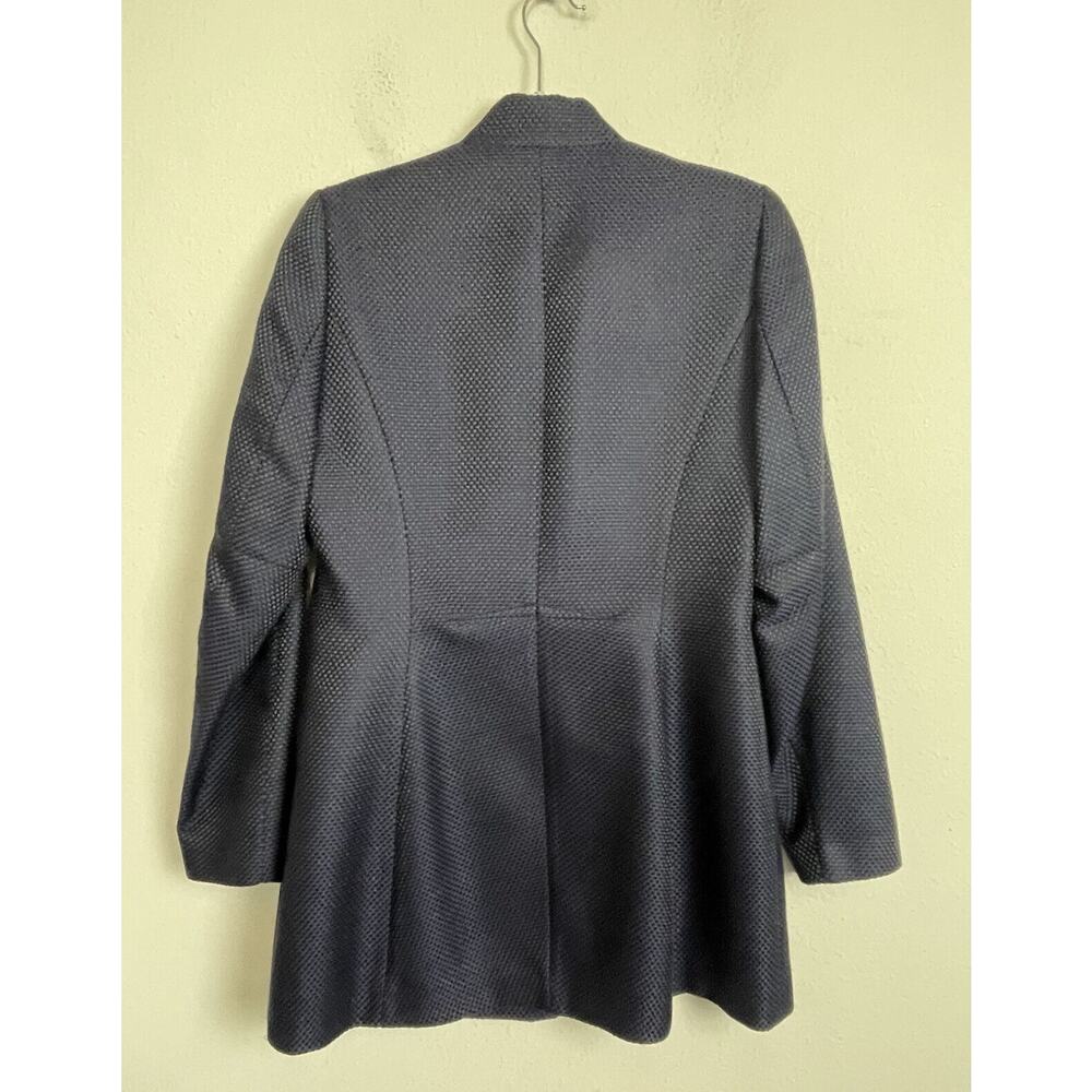 Reiss Blue Longline Blazer Coat Size M Minimalist Officewear Hook Closure - Picture 4 of 7
